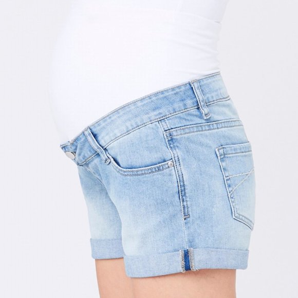 Ripe Maternity Pants - NWT RIPE womens S maternity denim shorts light wash over tummy waistband stretch